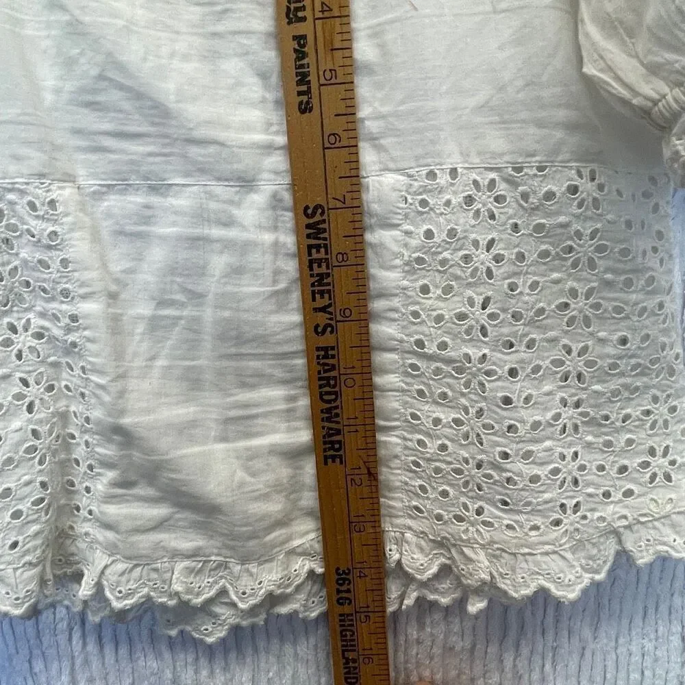 LoveShackFancy White Embroidered Floral Tellaro Victorian Bryant Top Size 6